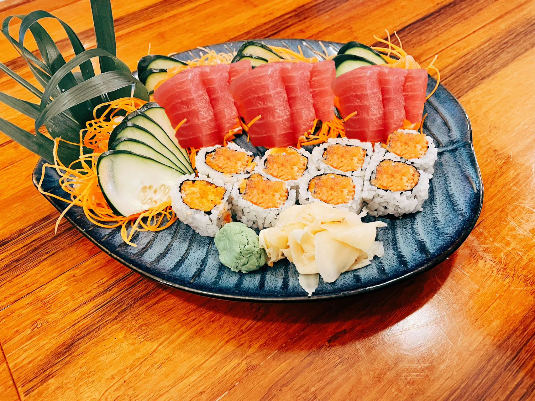 Tuna sashimi dinner with spicy crab roll at Wukong Asian Restaurant in Hilldale