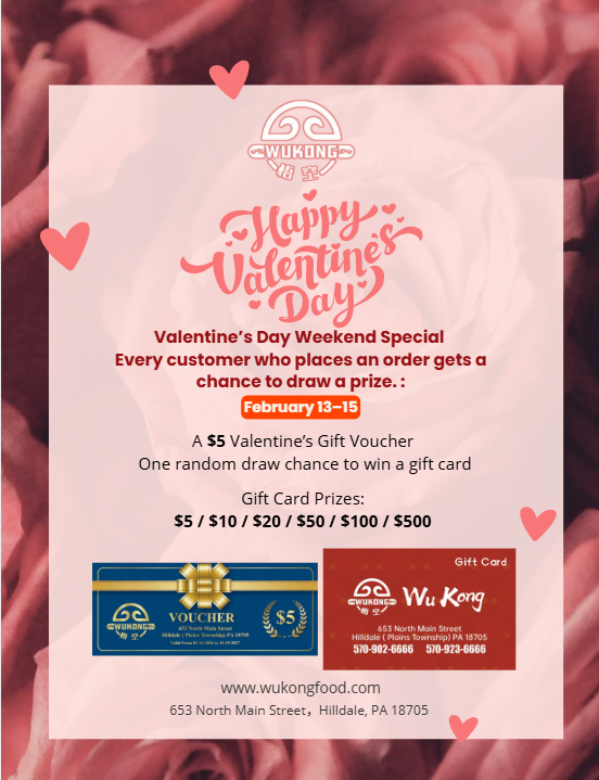 Love is in the air at Wu Kong 💖🌹
This Valentine’s Day Weekend (Feb 13–15)